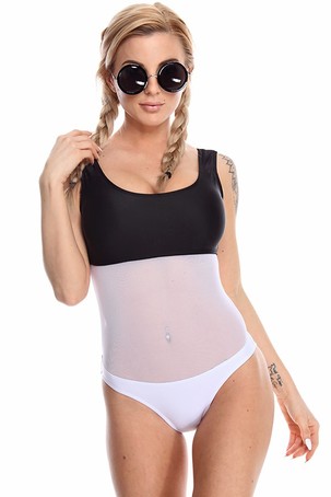 sexy monokini,one piece swimwear,black and white swimsuit