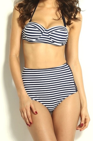 striped bikini,high waist bikini,high waisted bikini