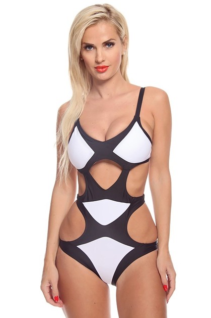 one piece swimsuit,sexy monokini,color block swimsuit